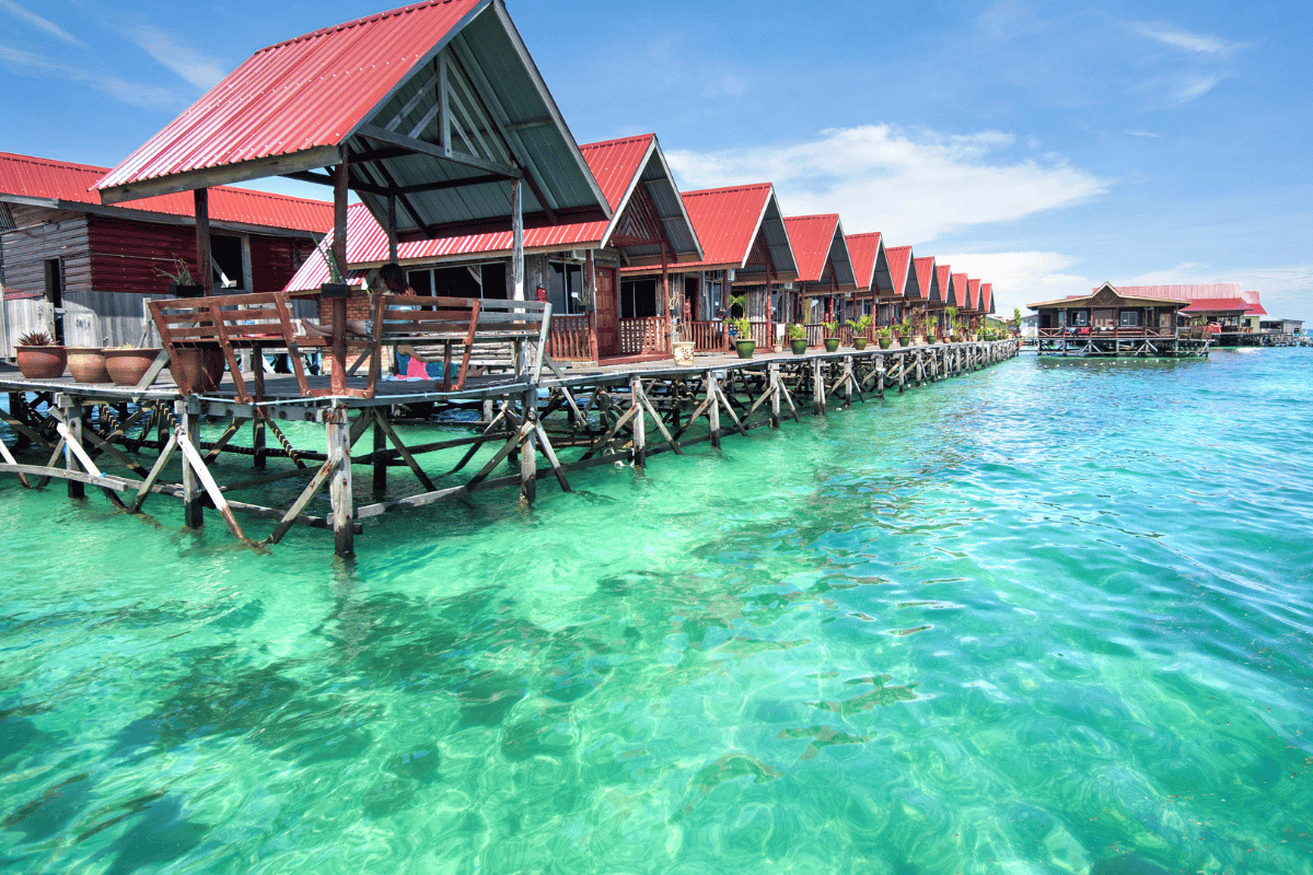 Bungalows on Mabul Island, Sabah, Malaysia