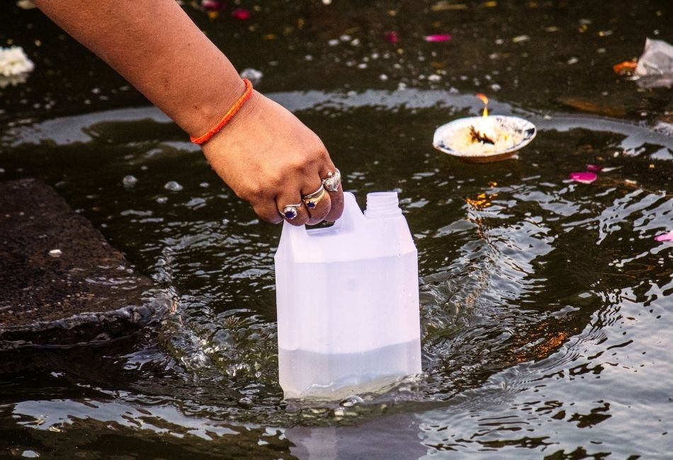 Holy Water Collection At Umbul Jumprit in Waisak festival Borobudur