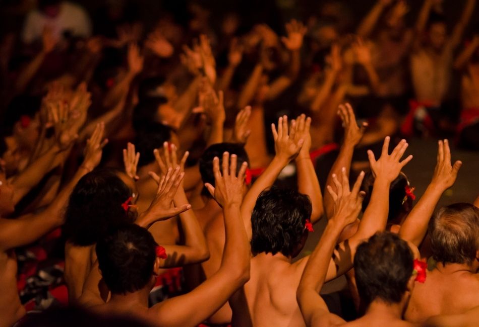 Kecak fire dance in bali arts festival
