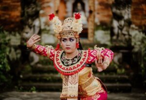 Woman Dancing in Traditional Balinese Costume at bali arts festival